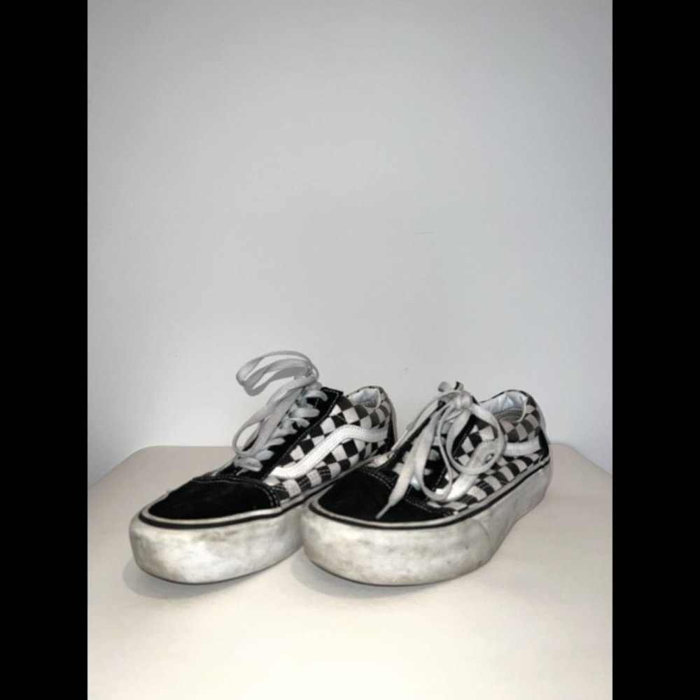 Classic Platform Black and White Checkered Vans